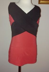 Red and black open back top